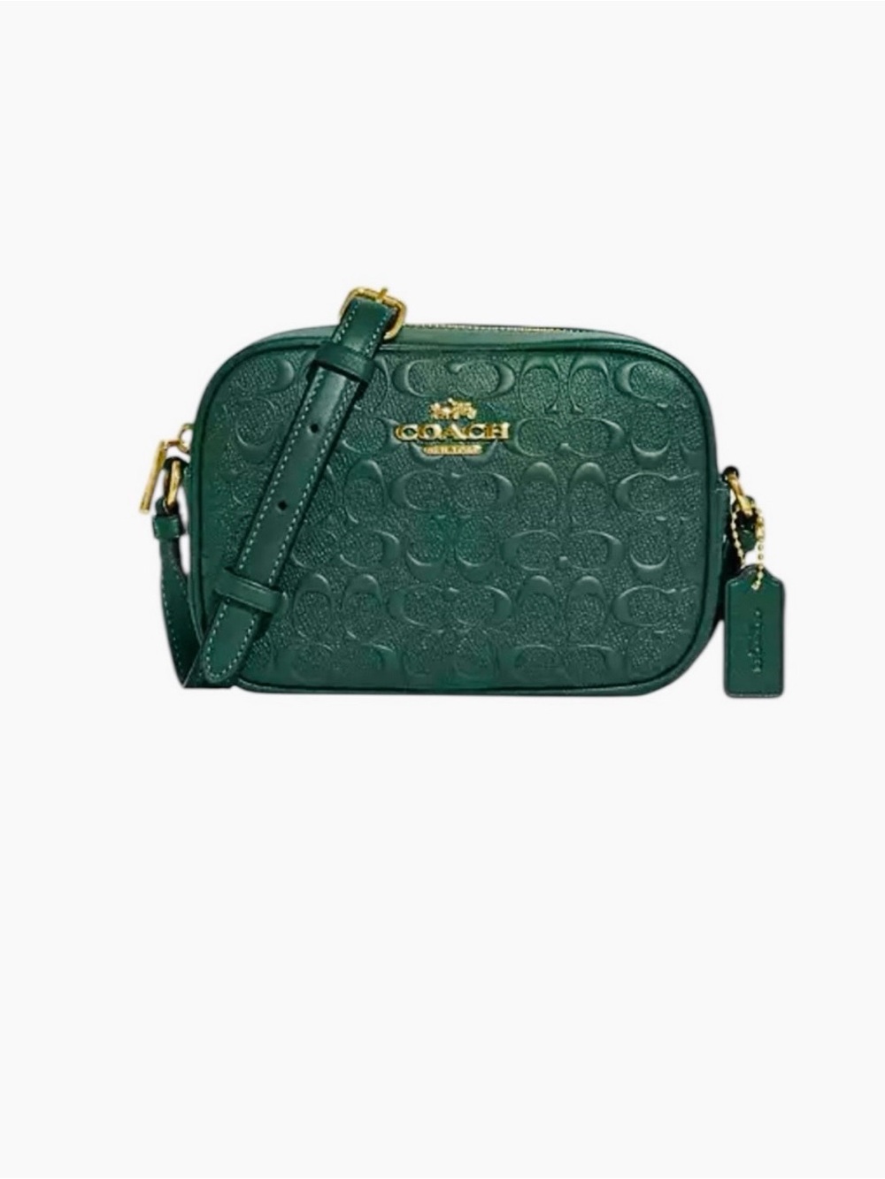 Coach Mini Jamie Camera Bag Embossed Green Leather Bag- EXCELLENT CONDITION